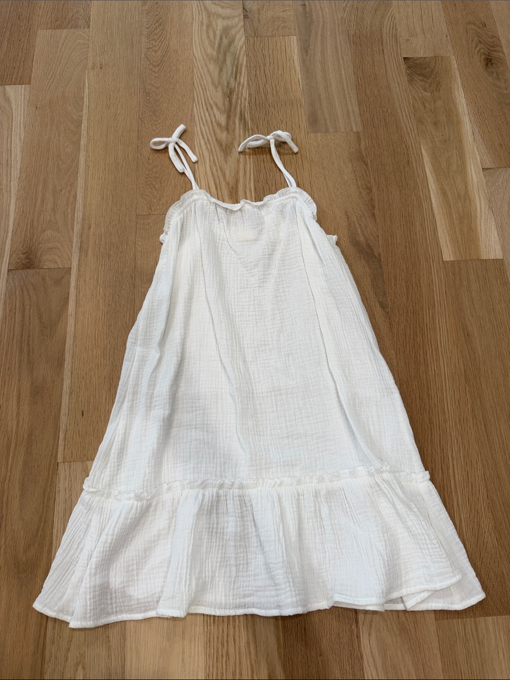 GB girls White Tie-Shoulder Ruffle-Hem Casual Dress